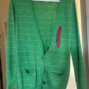 Mossimo Supply Co. Green Striped Cardigan